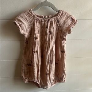 Pink City Mouse Baby Romper with Butterfly Print